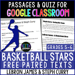 Paired passages about famous basketball players for Google Classroom