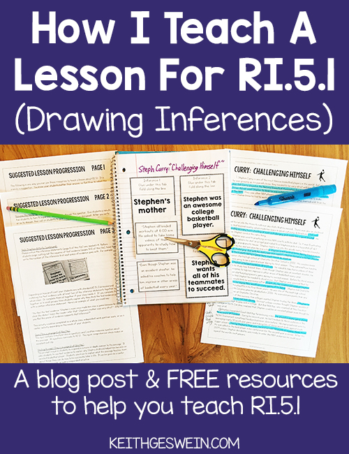 A blog post with free resources to help you teach RI.5.1 drawing inferences.